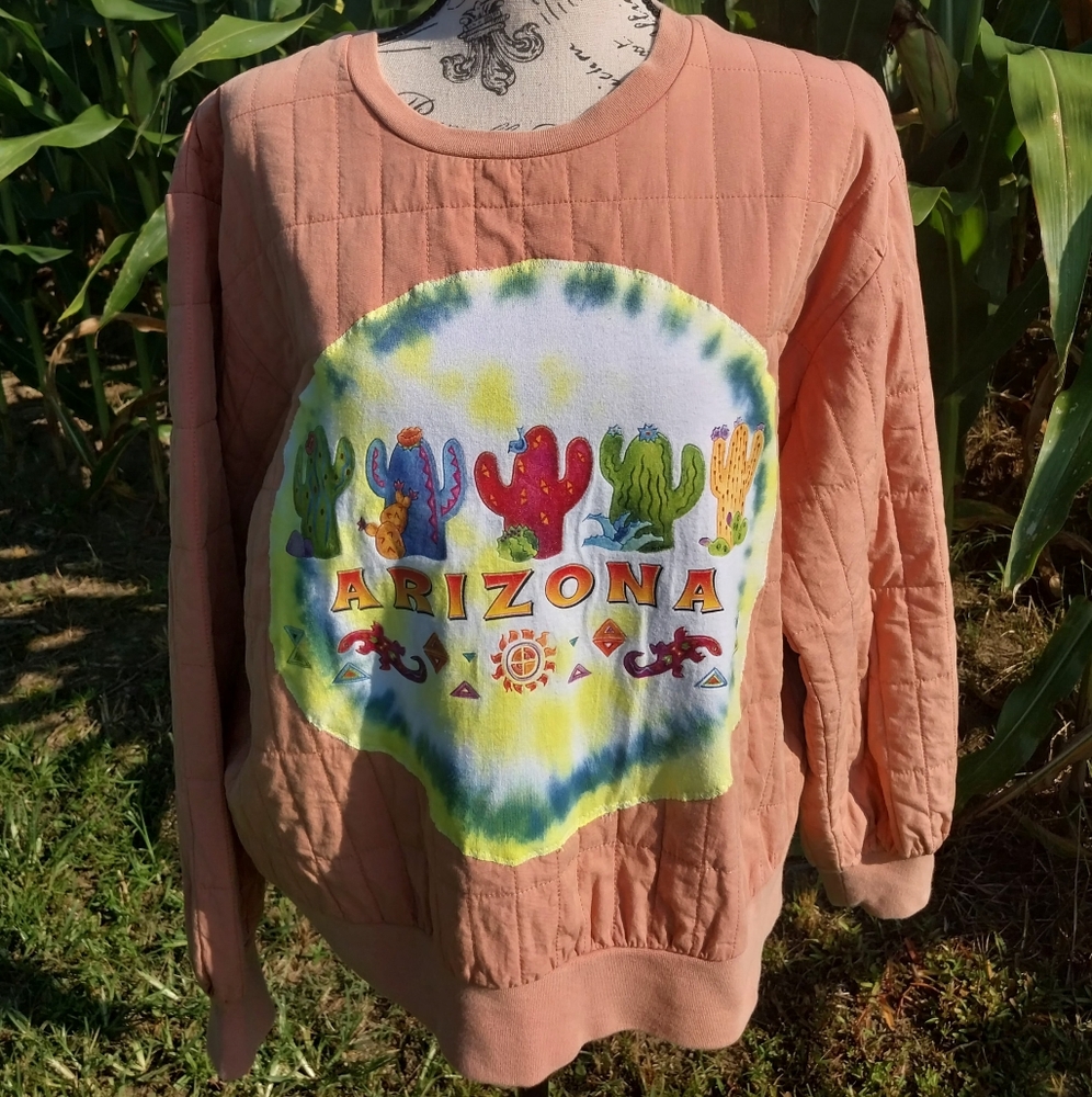 PEACHY QUILTED RECYCLED Graphic ARIZONA CACTUS SWEATSHIRT / L